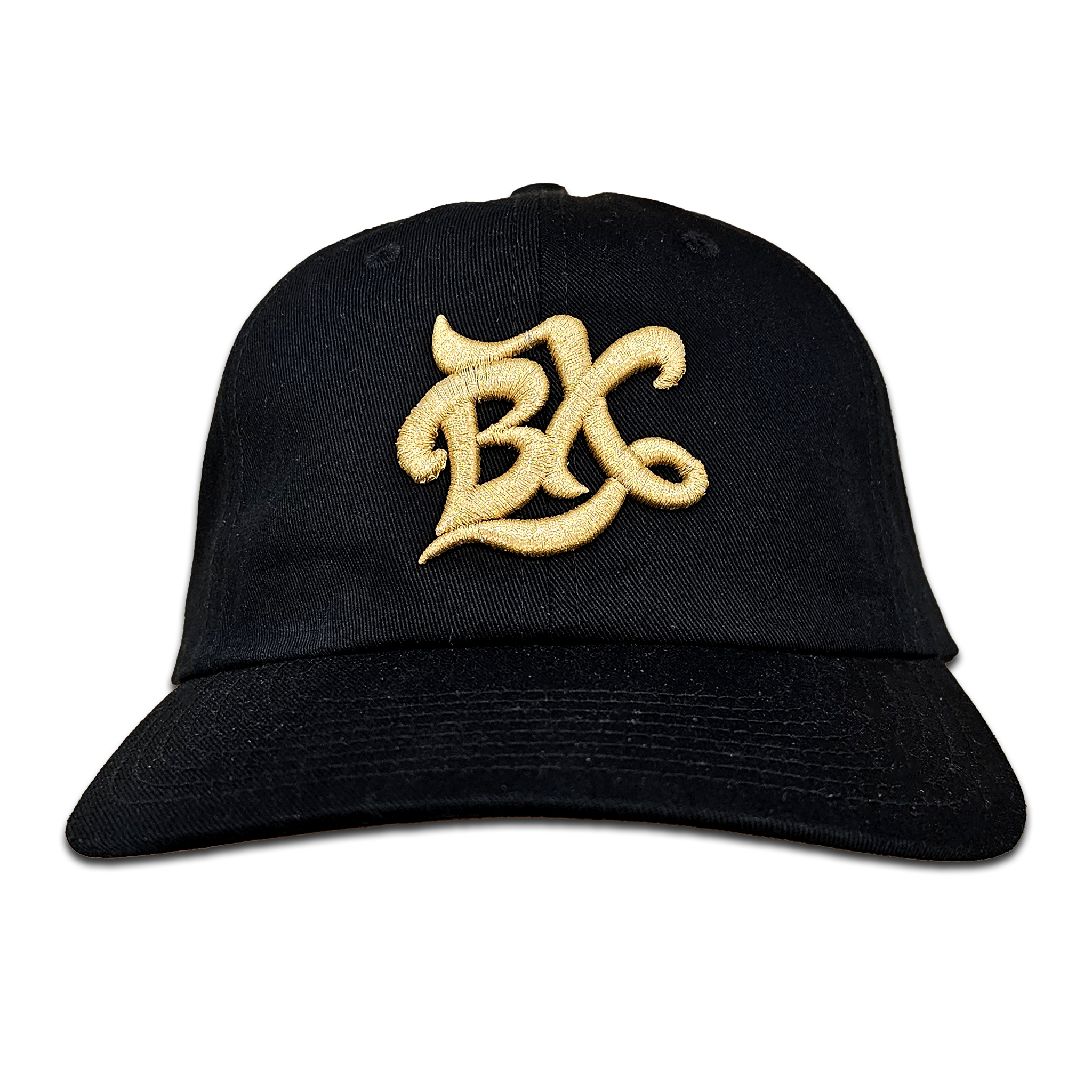 BX Wave Dad Hat in Black/Metallic Gold Front