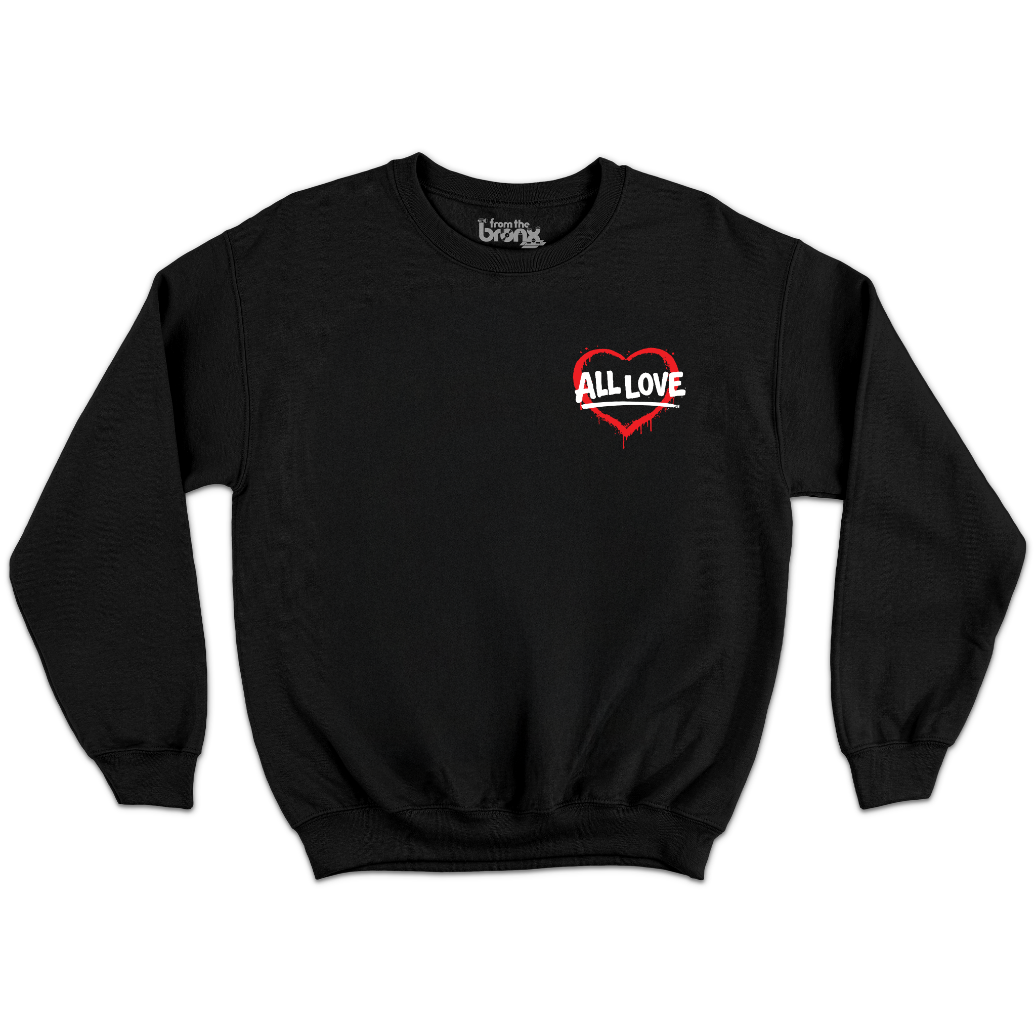 All Love From The Bronx Black Crewneck Front