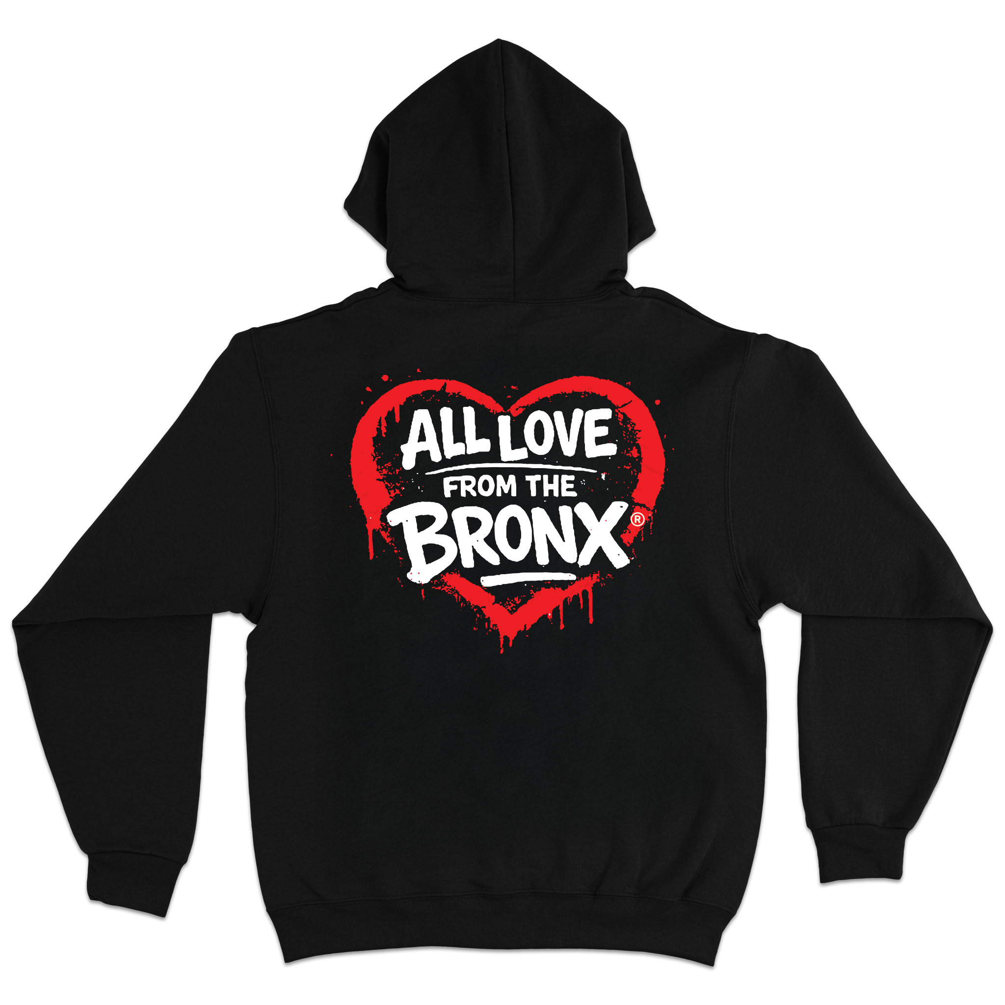 All Love From The Bronx Black Mid Weight Hoodie Back