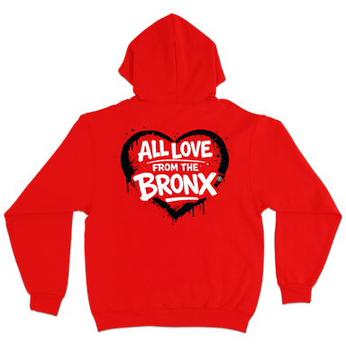 All Love From The Bronx Red Mid Weight Hoodie Back