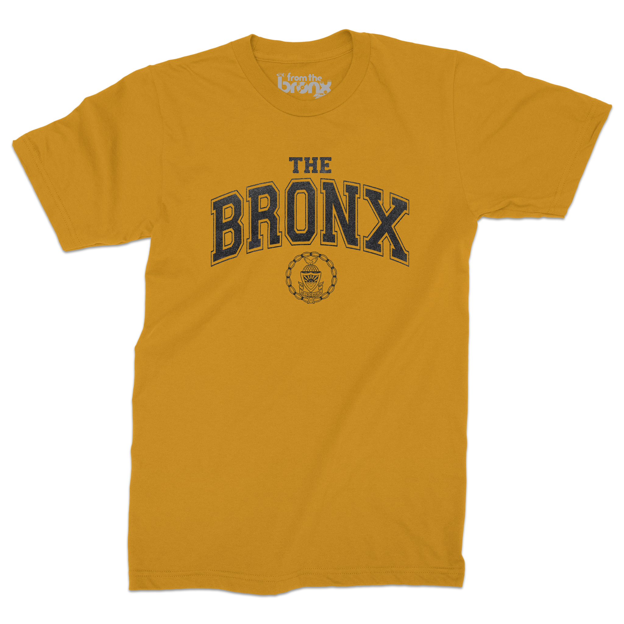 Bronx Collegiate Brass T-Shirt (Graphite Black Logo) Front