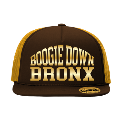 Boogie Down Bronx Gold Trucker Hat Front