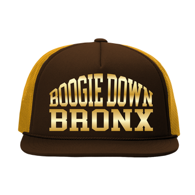 Boogie Down Bronx Gold Trucker Hat Front