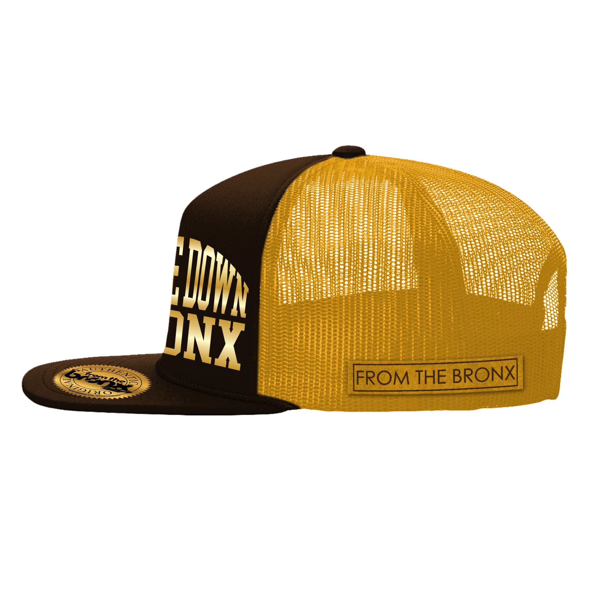Boogie Down Bronx Gold Trucker Hat Side