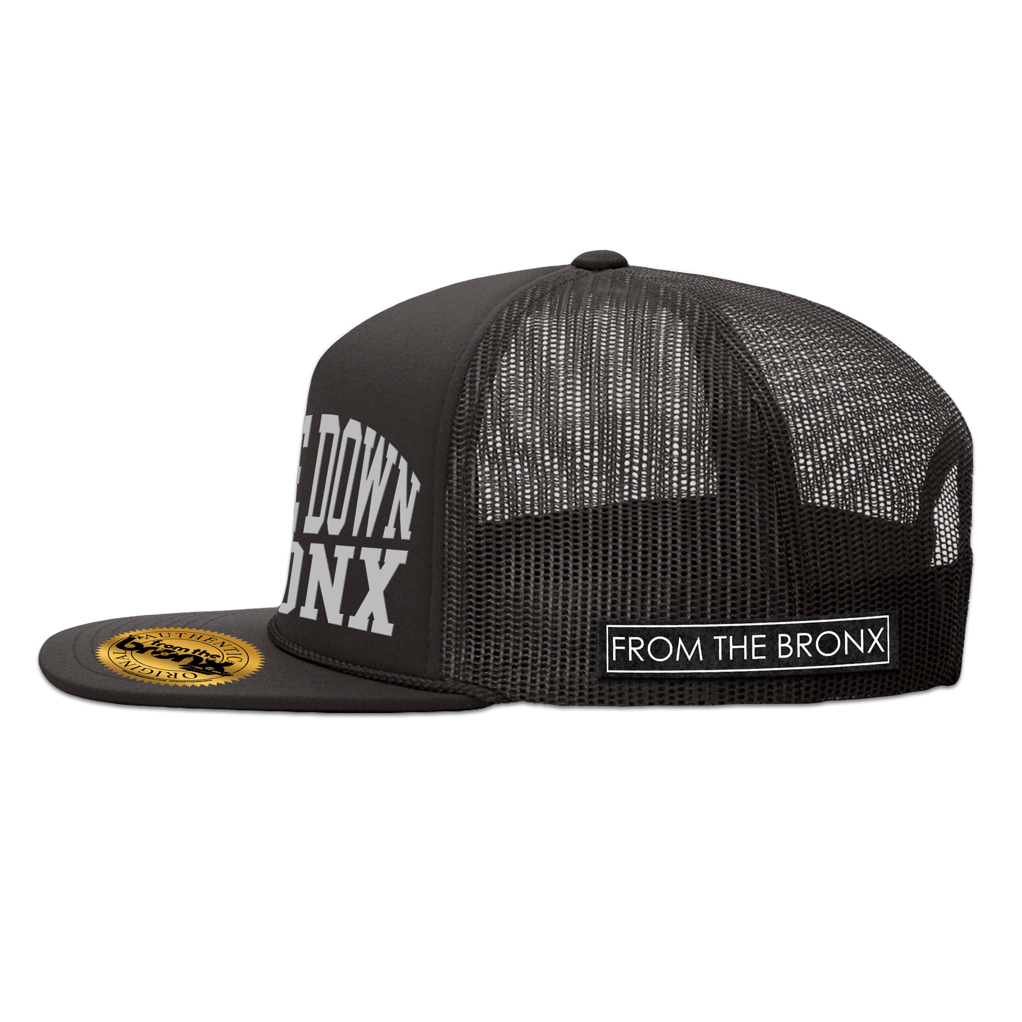 Boogie Down Bronx Reflective Trucker Hat Front Side