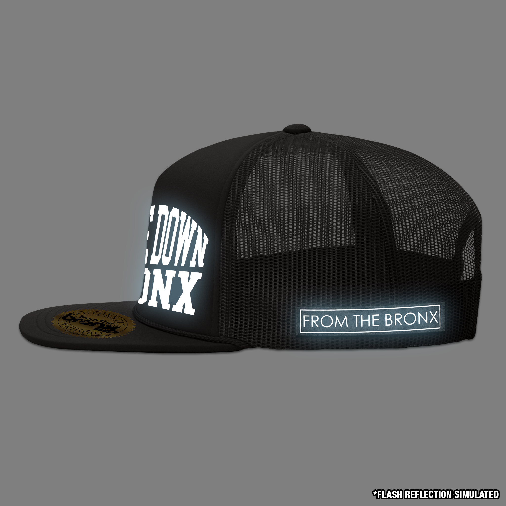 Boogie Down Bronx Reflective Trucker Hat with Simulated Reflection Side