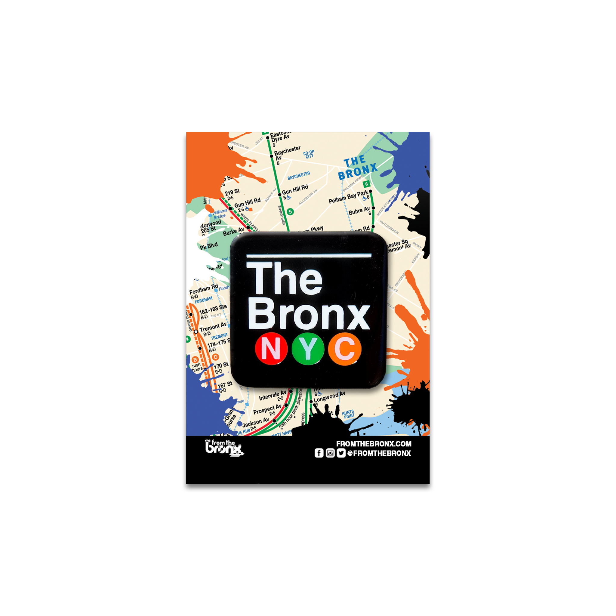 Bronx NYC Hard Enamel Pin on Backing Card