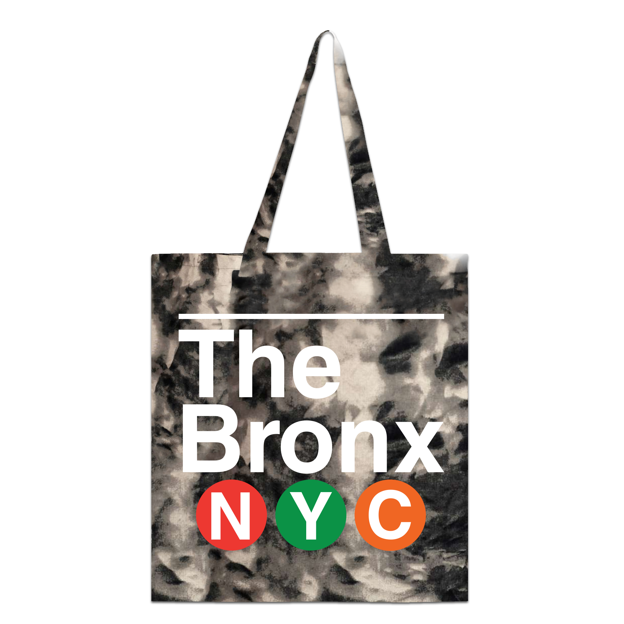 The Bronx NYC Tote Front in Black/Canvas Tie Dye