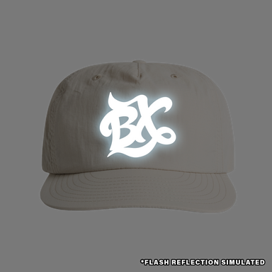 BX Wave Reflective Surf Cap in Bone White Front with Simulated Reflection
