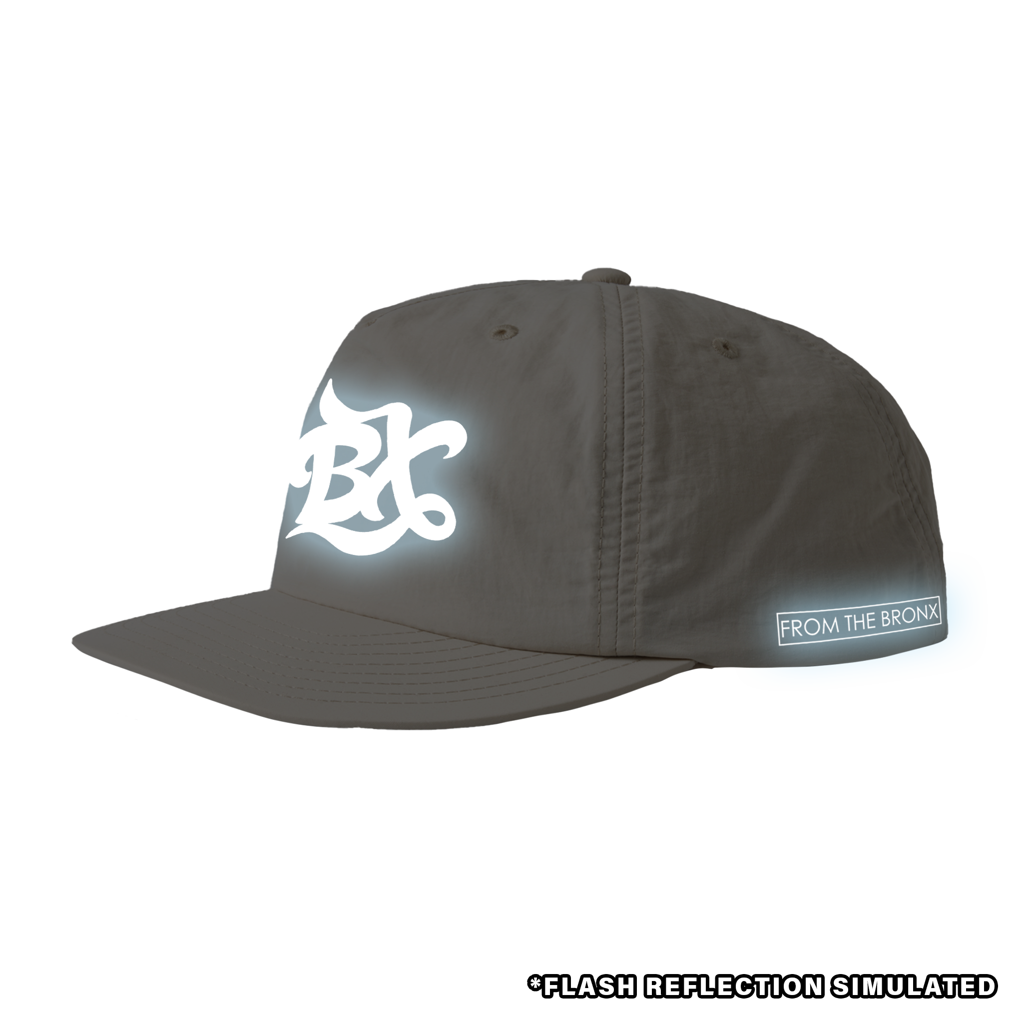 BX Wave Reflective Surf Cap in Bone White Side with Simulated Reflection