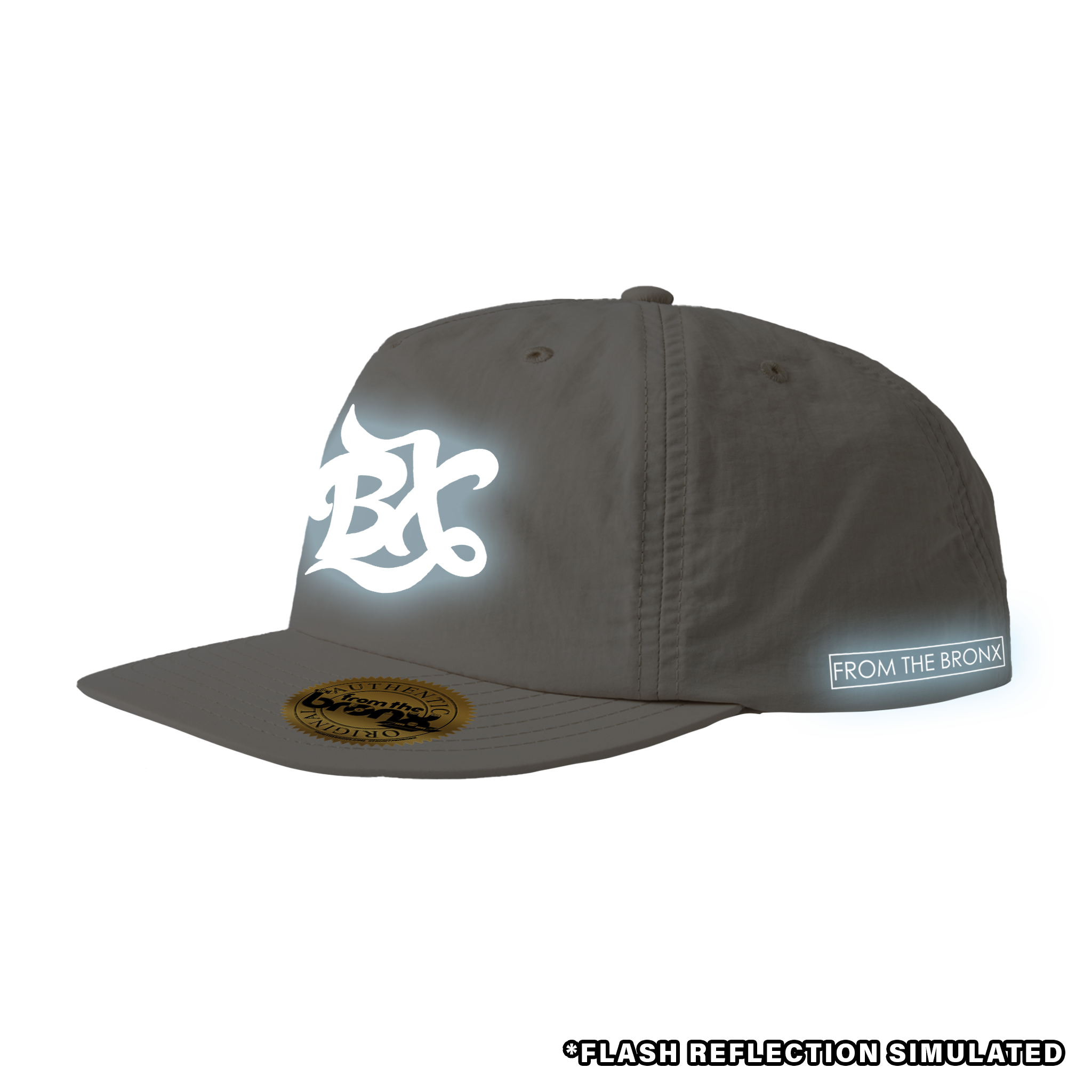 BX Wave Reflective Bone White Surf Cap with Simulated Reflection Side