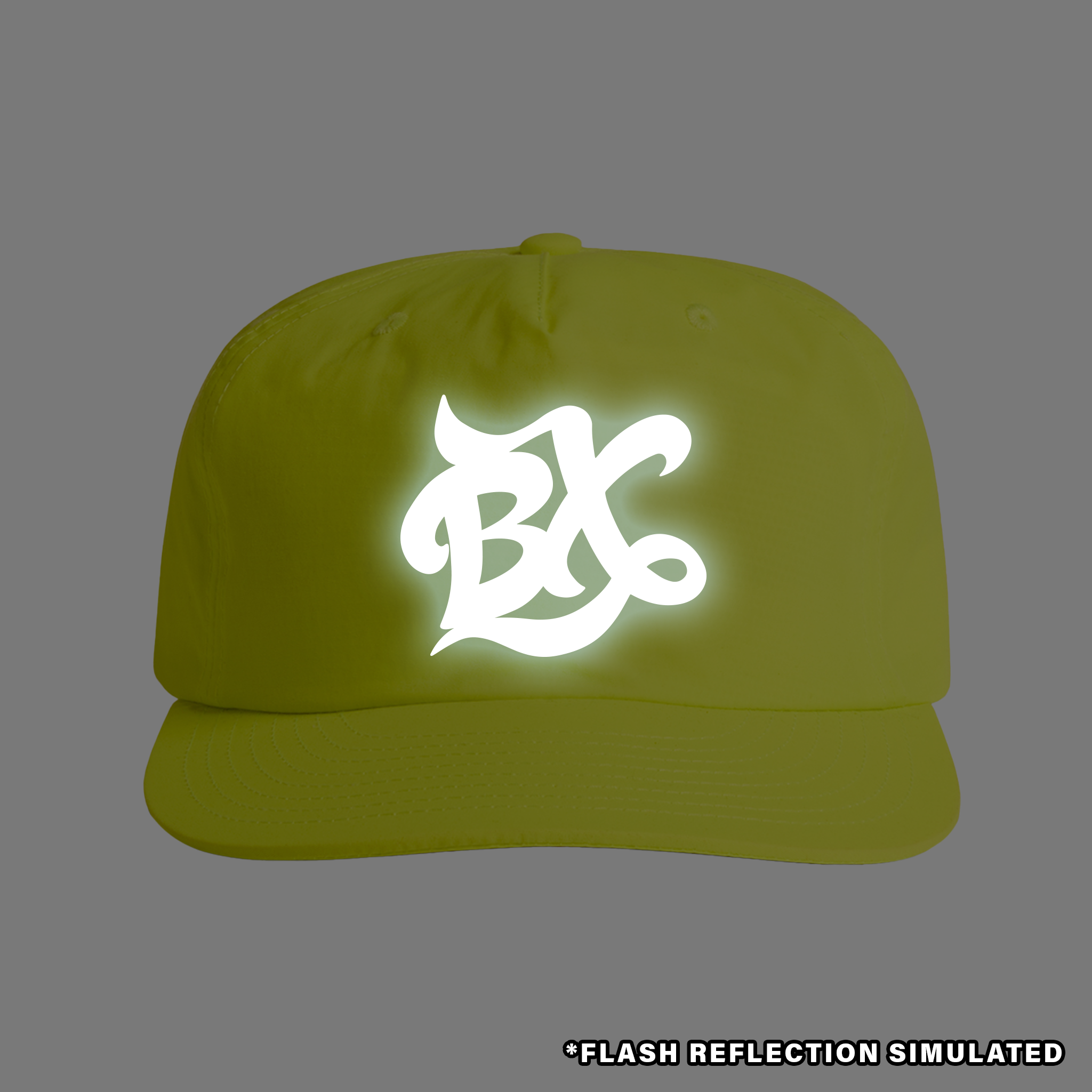 BX Wave Reflective Surf Cap in Safety Yellow Front with Simulated Reflection
