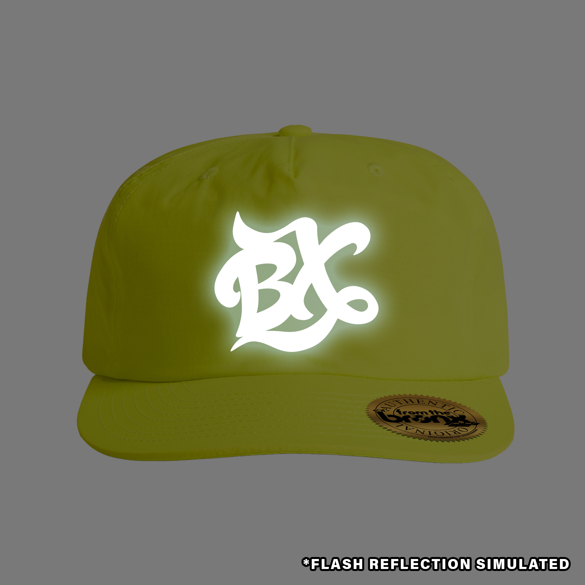 BX Wave Reflective Safety Yellow Surf Cap with Simulated Reflection Front