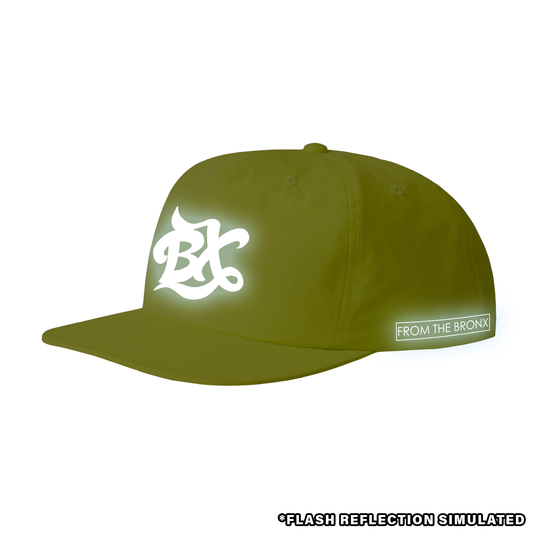 BX Wave Reflective Surf Cap in Safety Yellow Side with Simulated Reflection