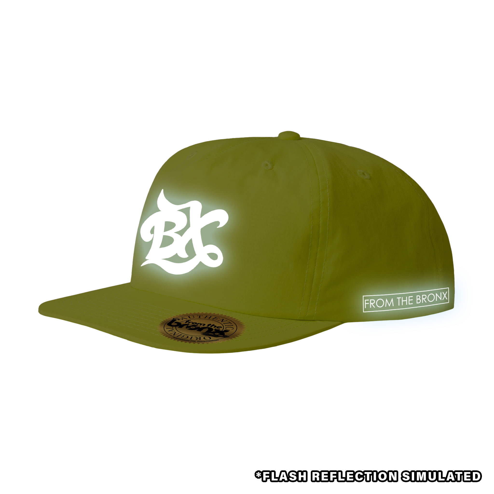 BX Wave Reflective Safety Yellow Surf Cap with Simulated Reflection Side