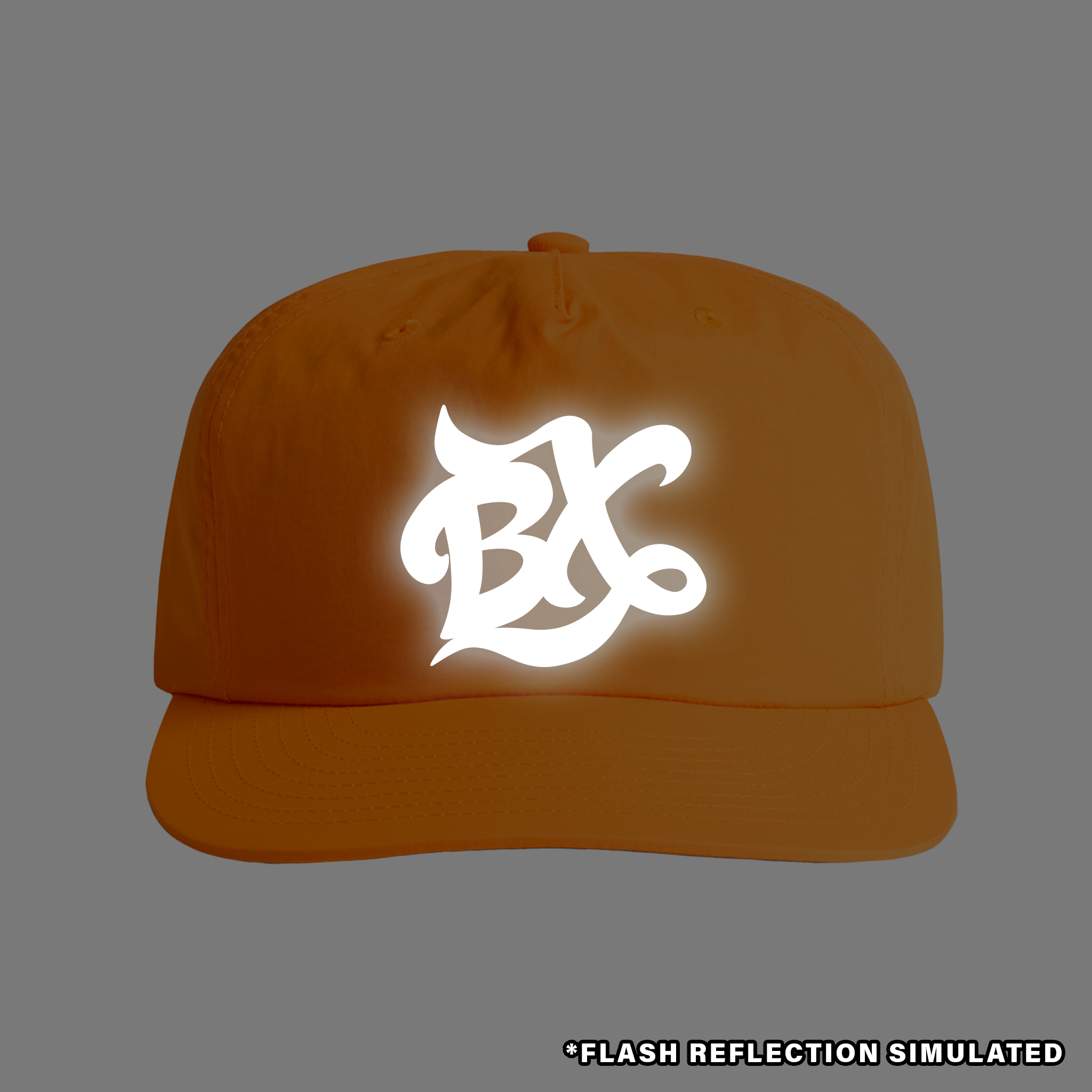 BX Wave Reflective Surf Cap in Safety Orange Front with Simulated Reflection