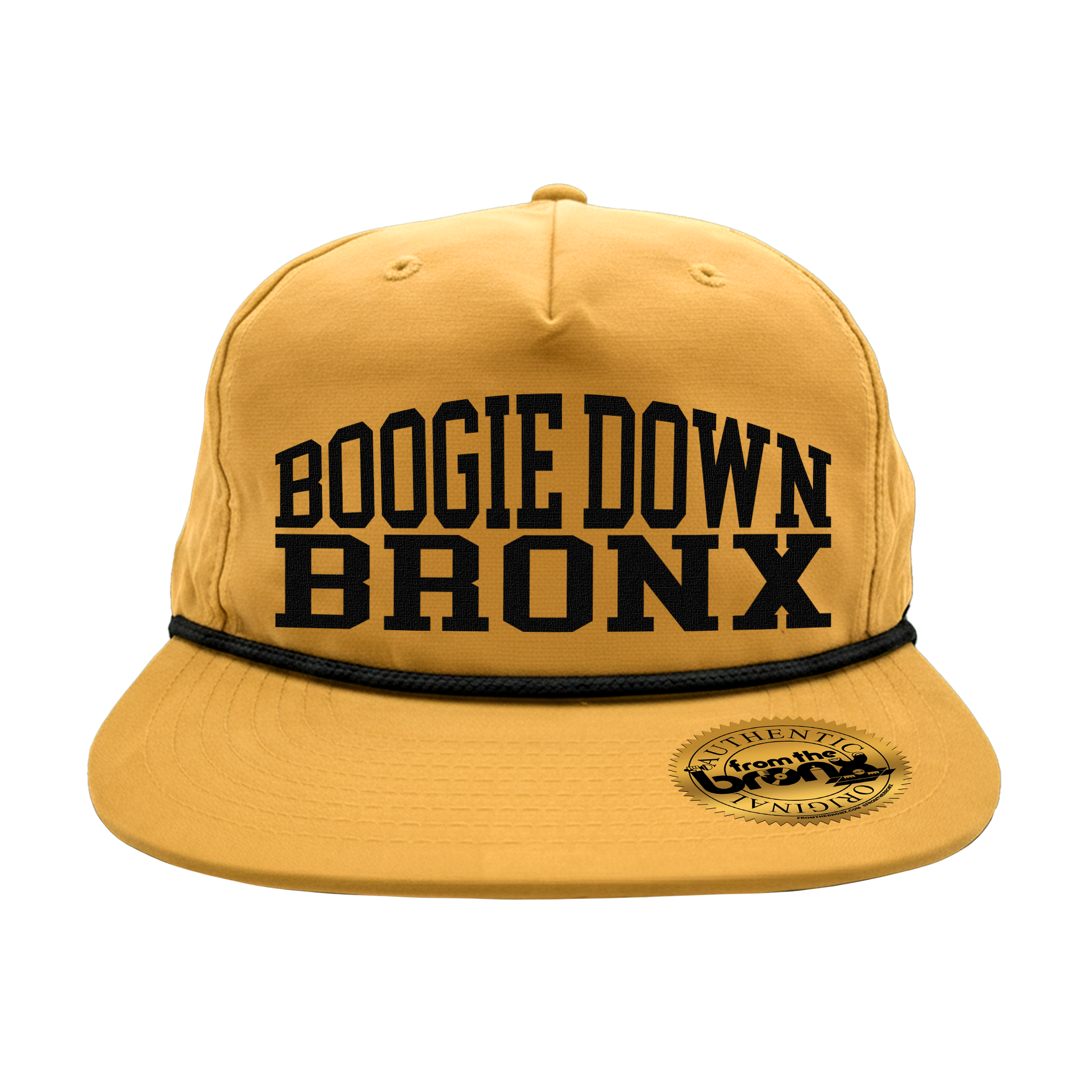 Boogie Down Bronx Mustard Granddad Hat (Black Logo) Front