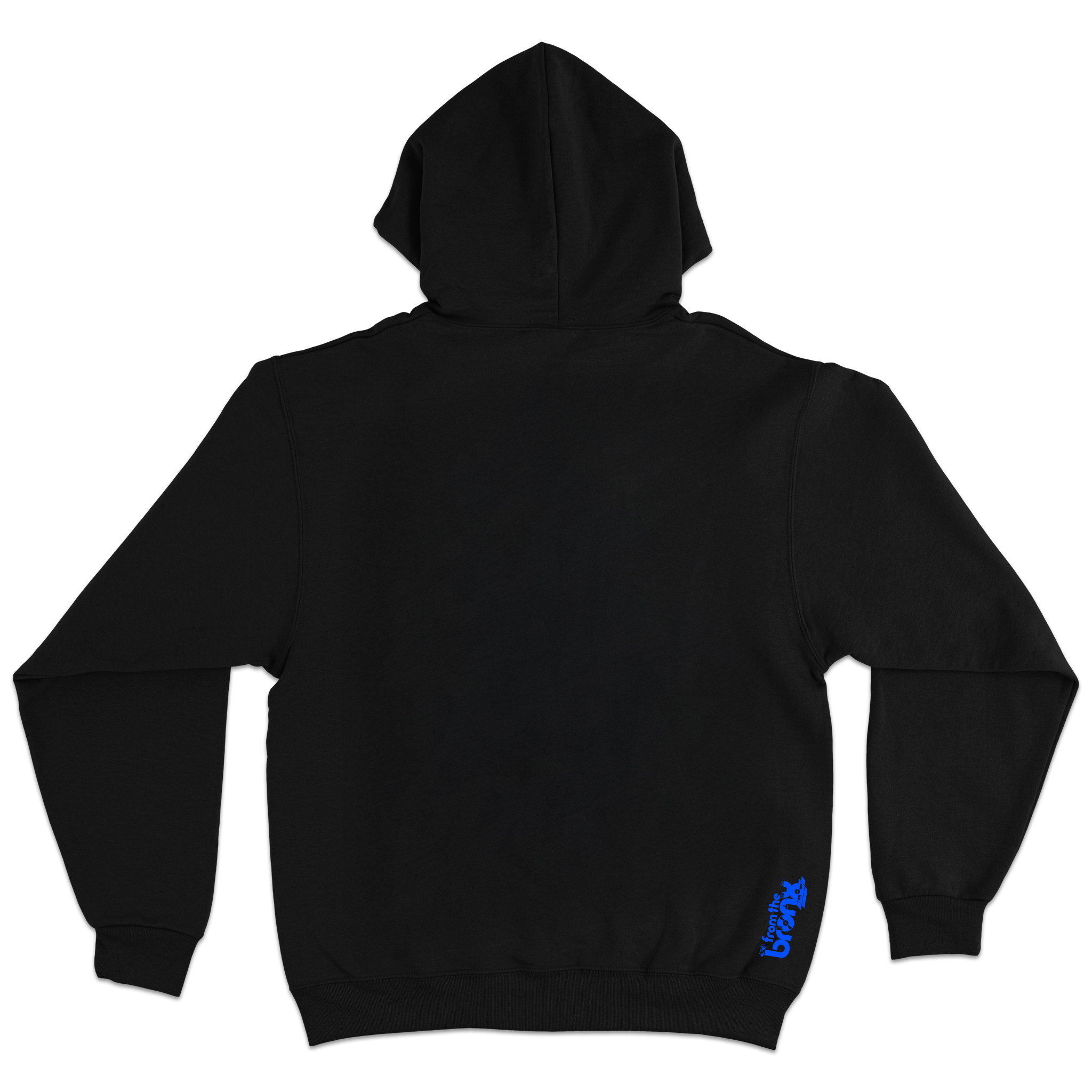 Bronx Collegiate Hoodie Black with Blue Design Back