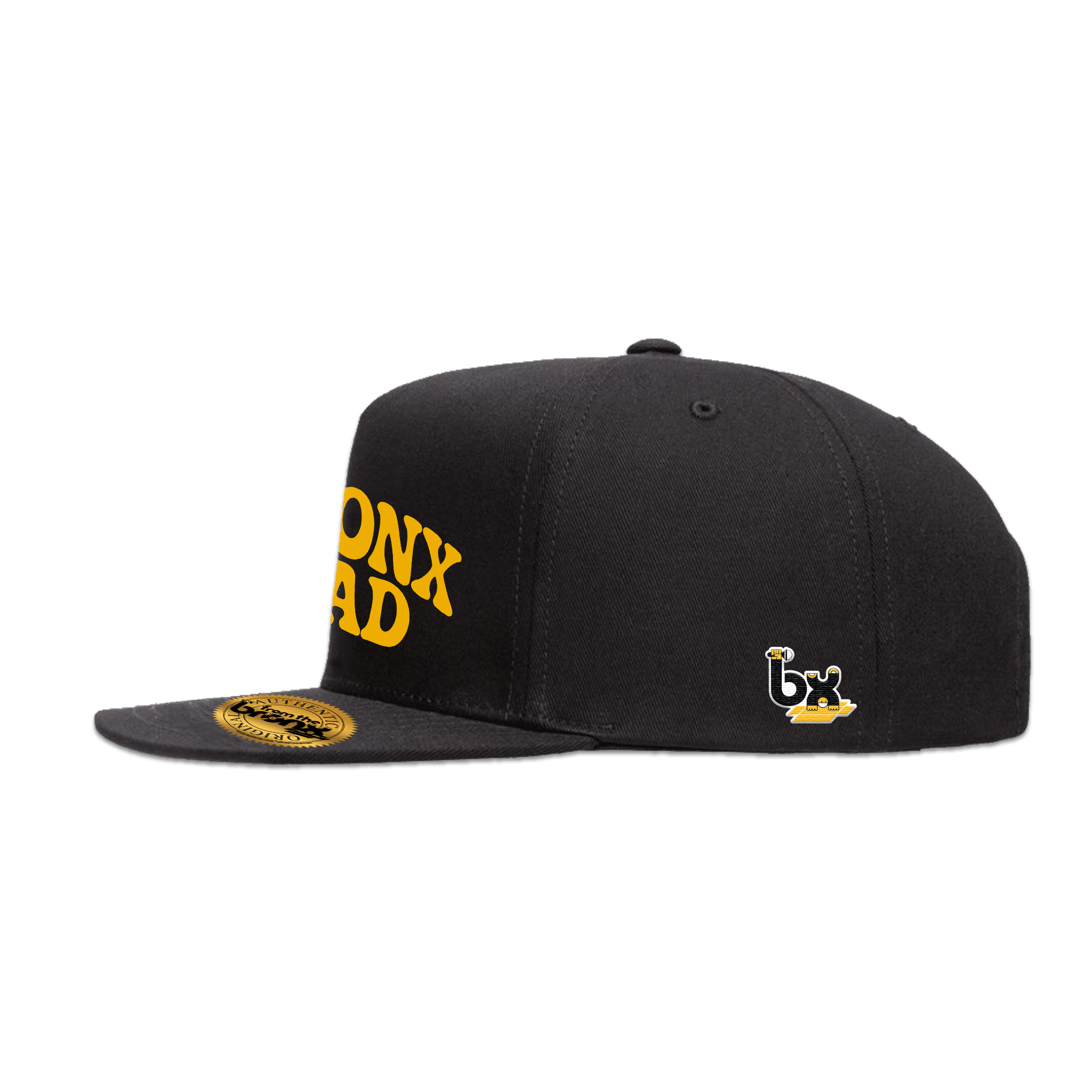 Bronx Dad Black Snapback (Yellow Logo) Side