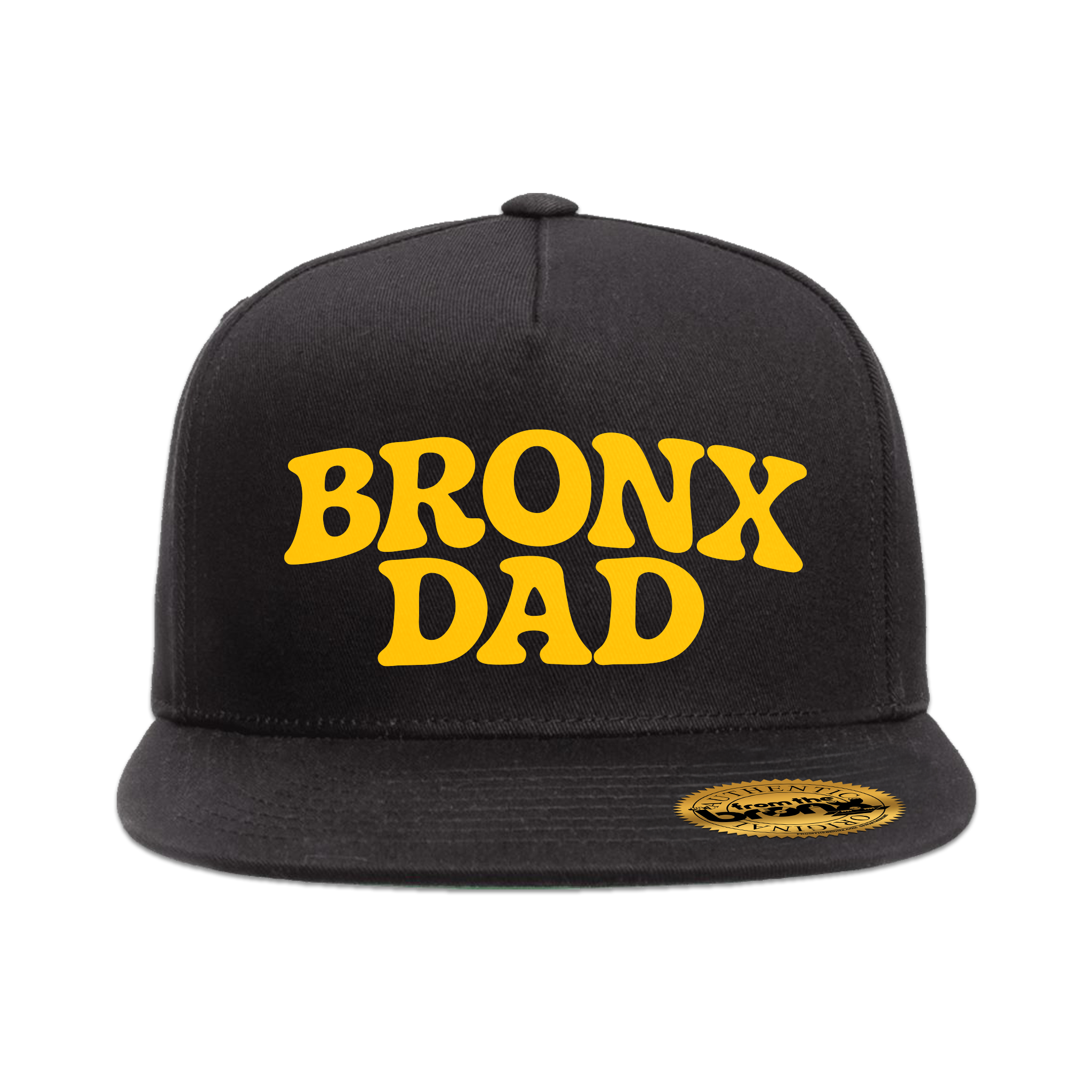 Bronx Dad Black Snapback (Yellow Logo) Front
