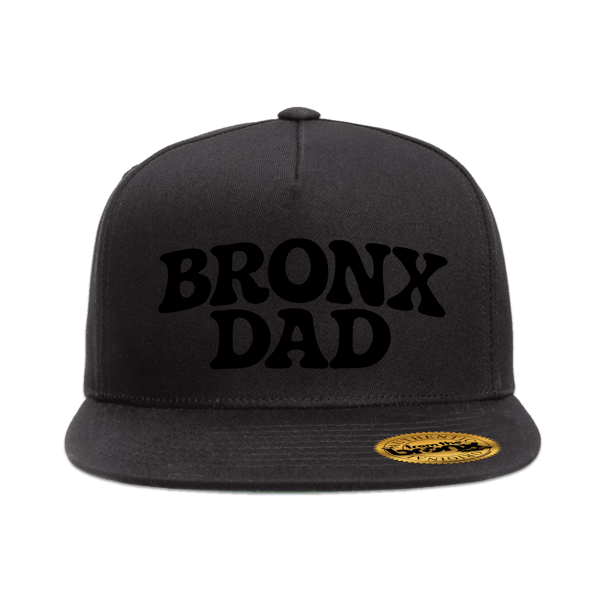 Bronx Dad Black Snapback (Black Logo) Front