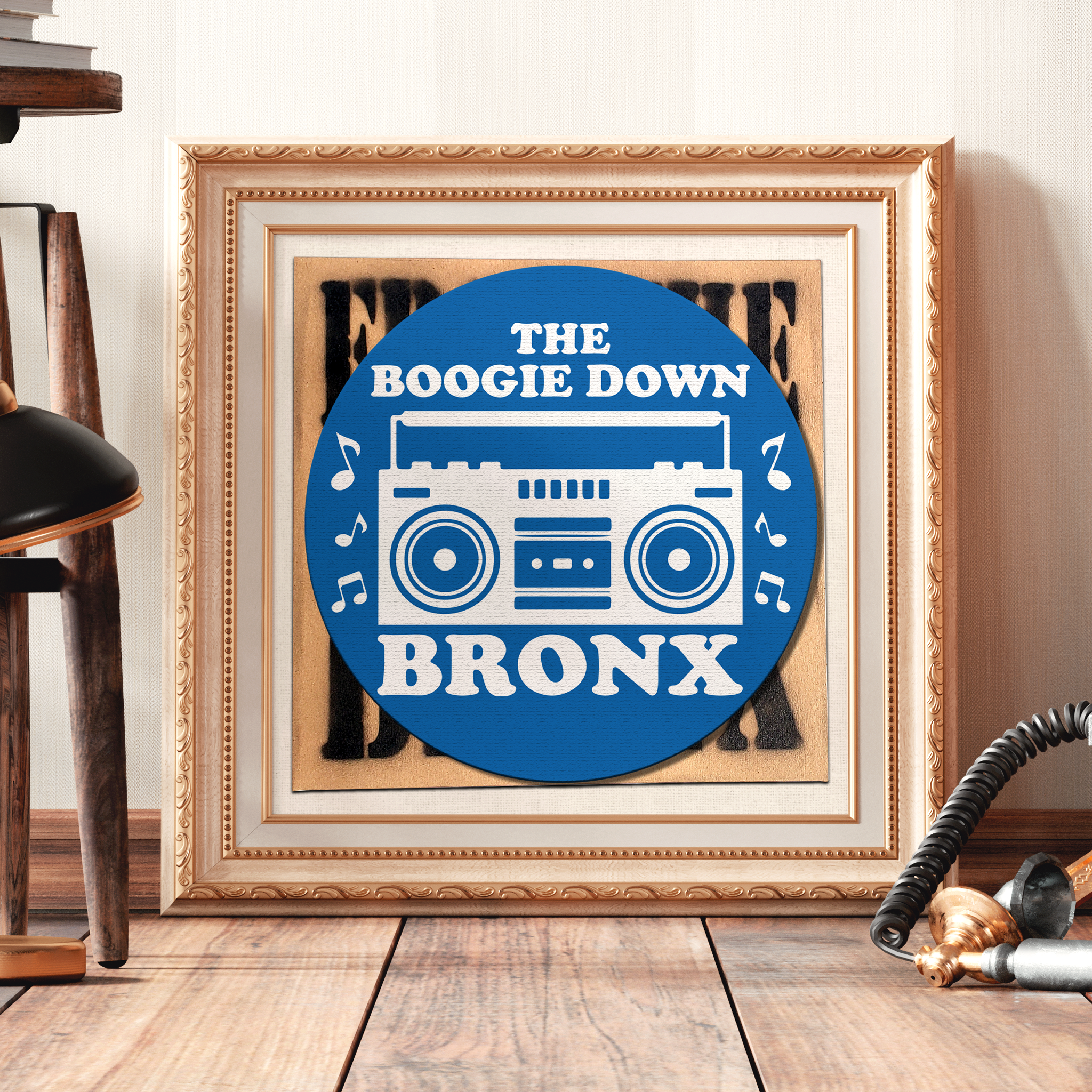 Boogie Down Bronx Slip Mat in Blue Framed
