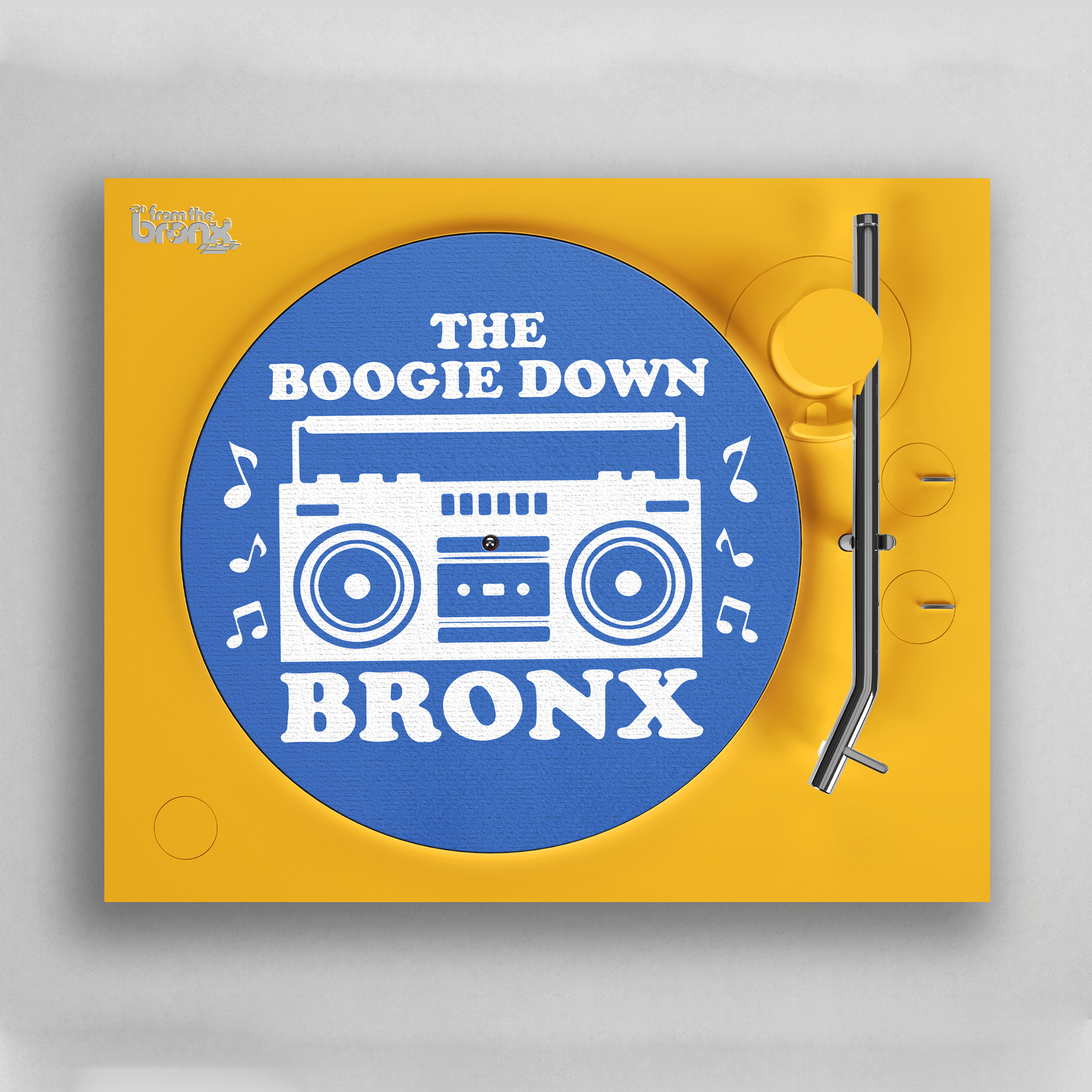 Boogie Down Bronx Slip Mat in Blue on Record Player