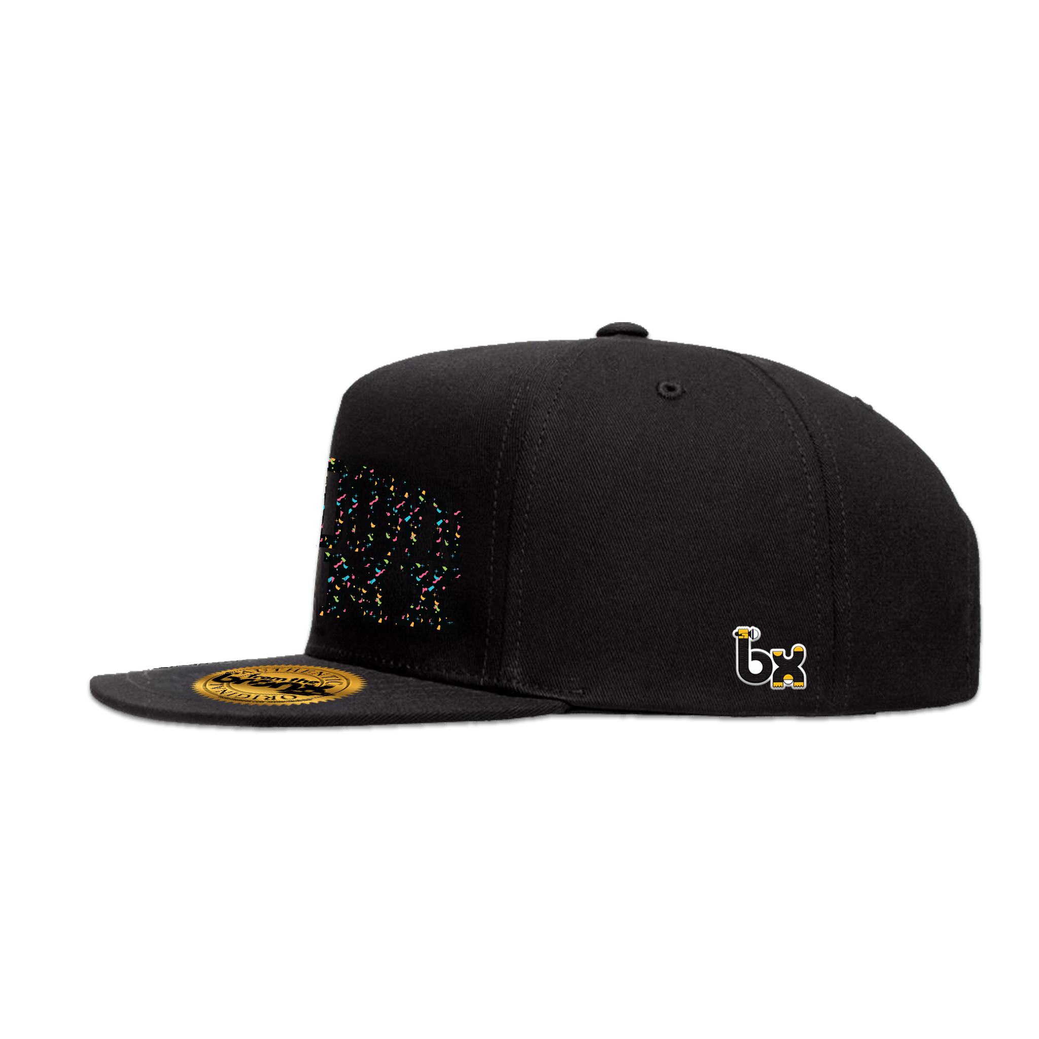 Boogie Down Bronx Black Snapback (Black Confetti Logo) Side