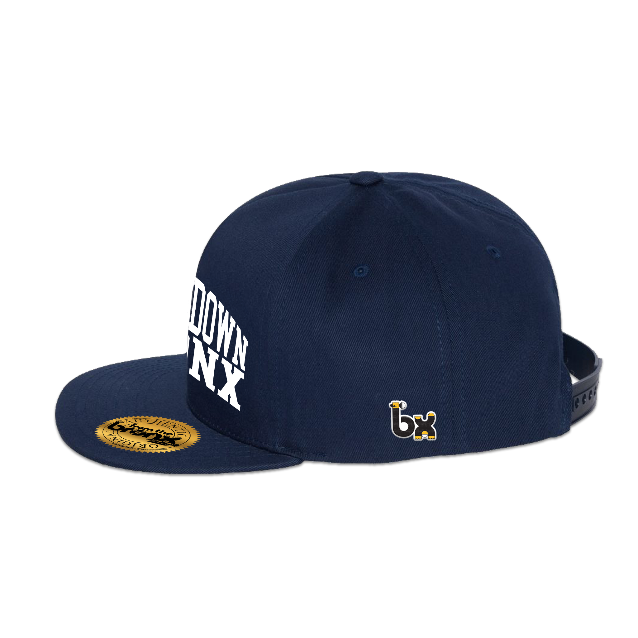 Boogie Down Bronx Navy Snapback (White Logo) Side