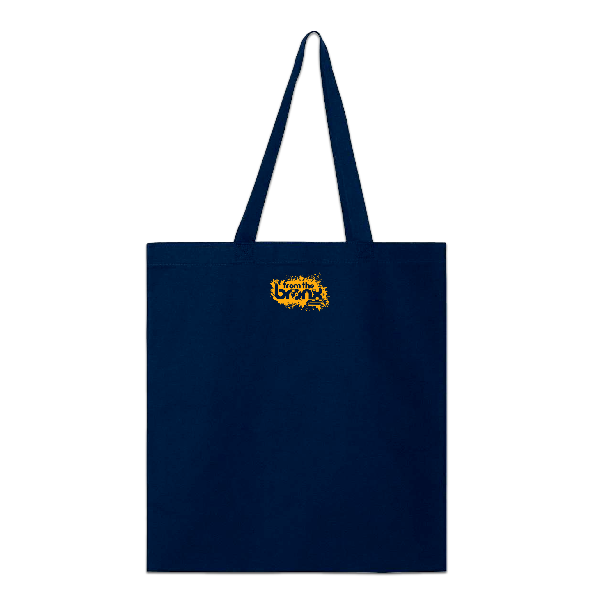 "Born" in The Bronx! Paint Splatter Tote Back in Gold on Navy Blue