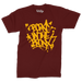 "Born" in The Bronx! Paint Splatter Maroon T-Shirt (Gold Logo) Front