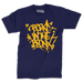 "Born" in The Bronx! Paint Splatter Navy T-Shirt (Gold Logo) Front