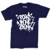 "Born" in The Bronx! Paint Splatter Navy T-Shirt (White Logo) Front
