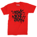 "Born" in The Bronx! Paint Splatter Red T-Shirt (Black Logo) Front