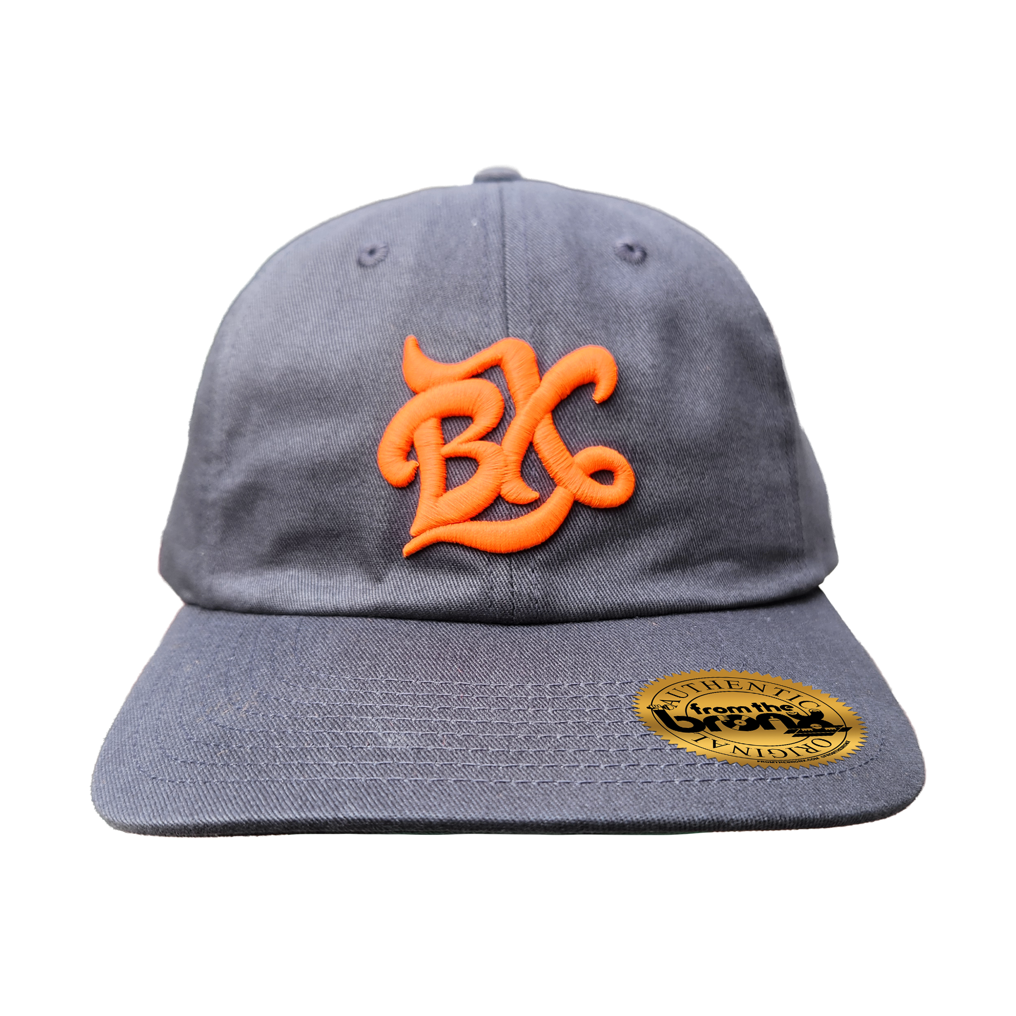 BX Wave Charcoal Dad Hat (Orange Logo) Front