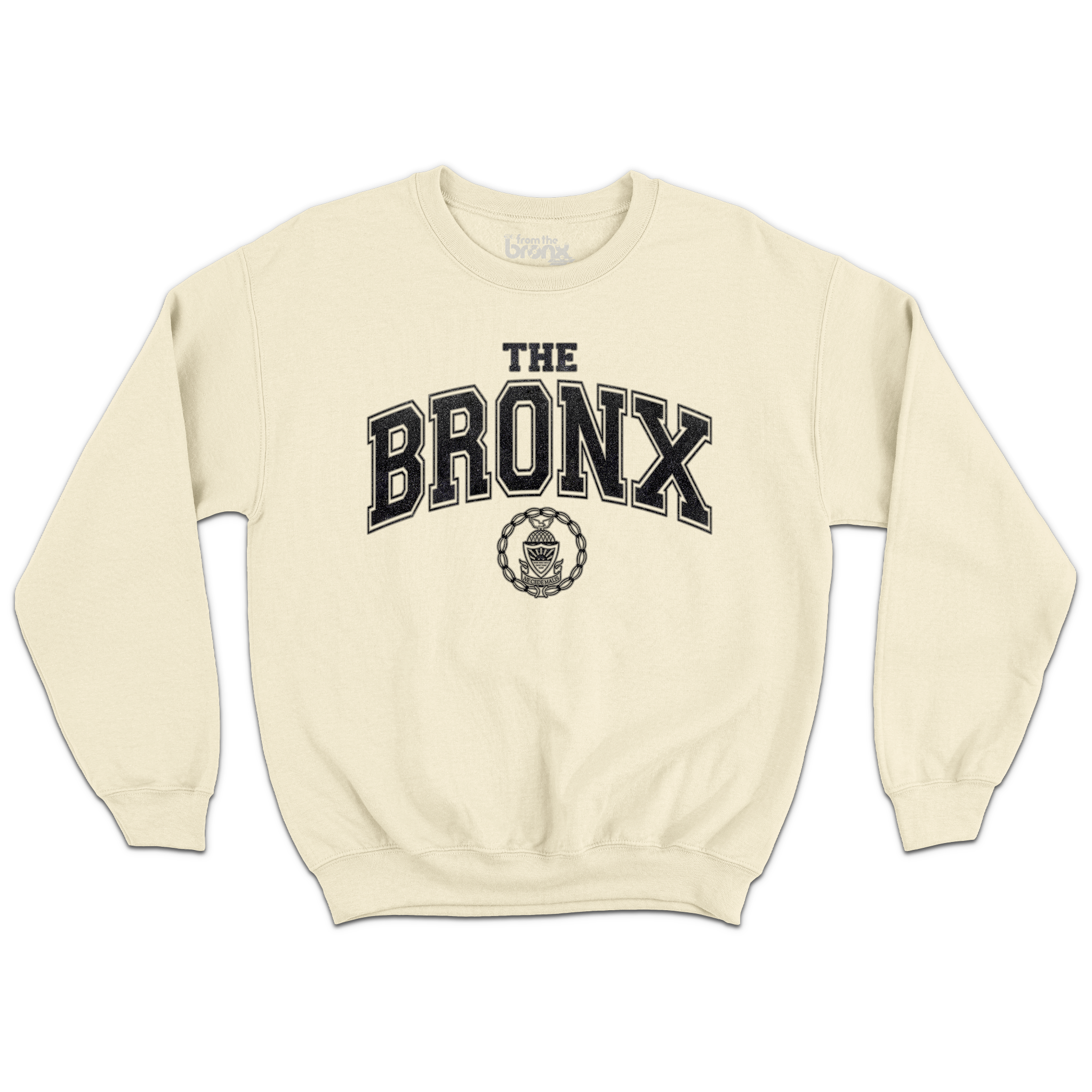 Bronx Collegiate Mid Weight Crewneck Bone White Front