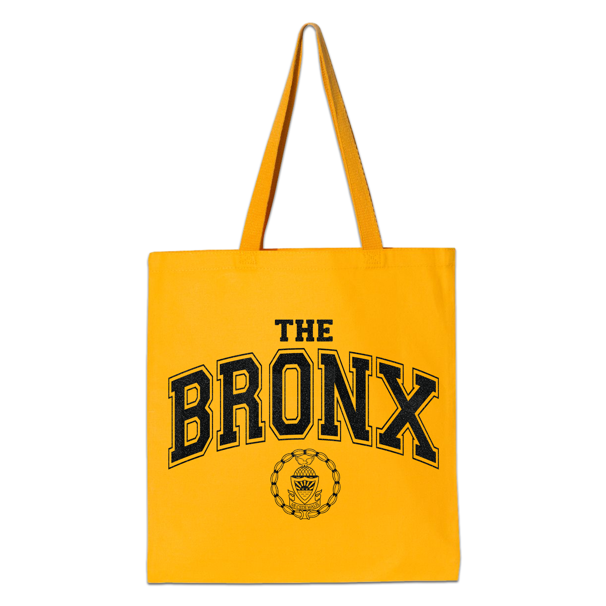 Bronx Collegiate Tote Front in Black on Gold