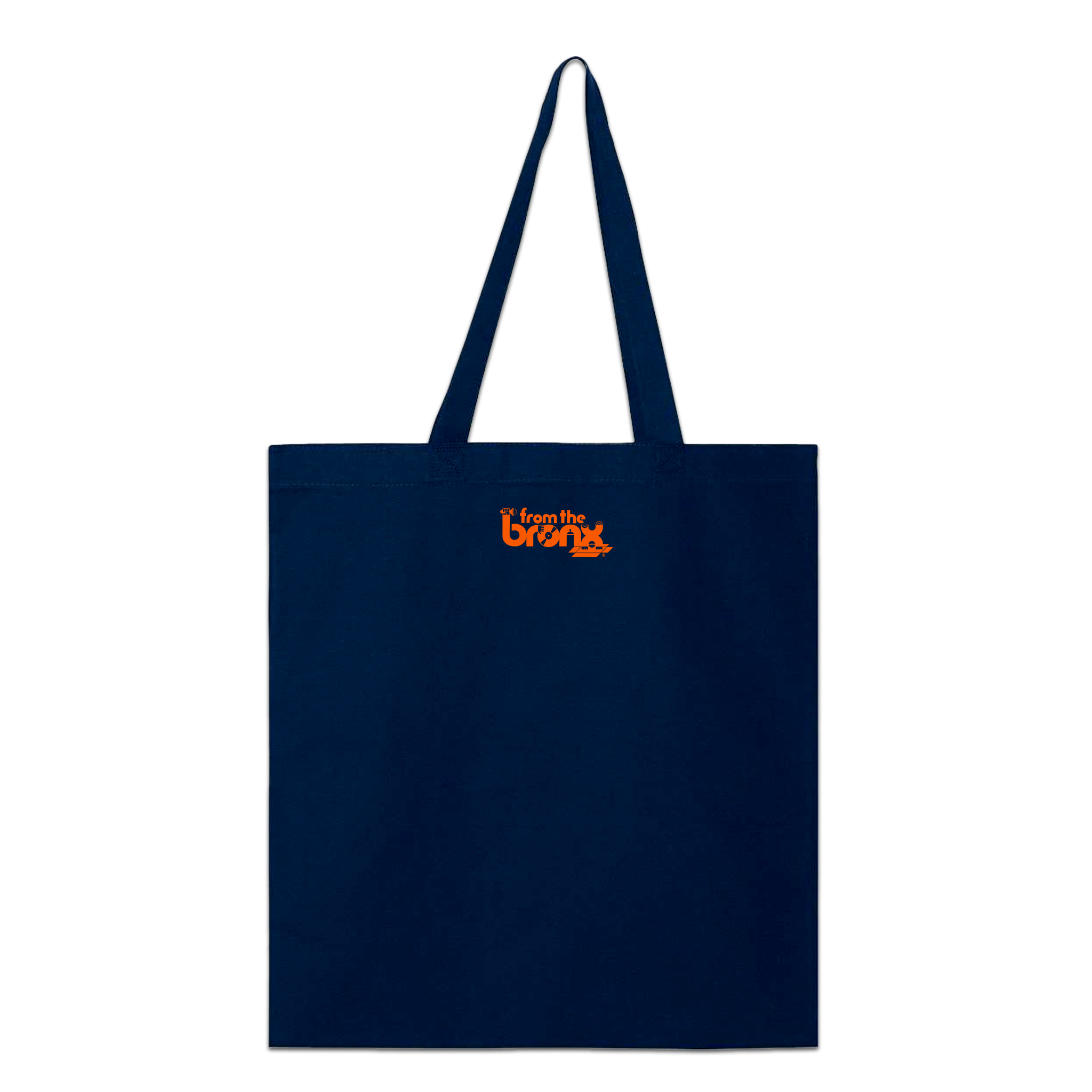 Bronx Collegiate Tote Back in Orange on Navy Blue