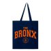 Bronx Collegiate Tote Front in Orange on Navy Blue