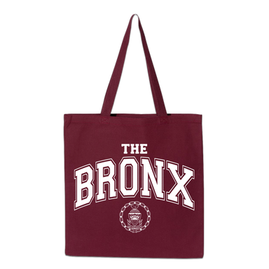 Bronx Collegiate Tote Front in White on Maroon