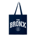 Bronx Collegiate Tote Front in White on Navy Blue