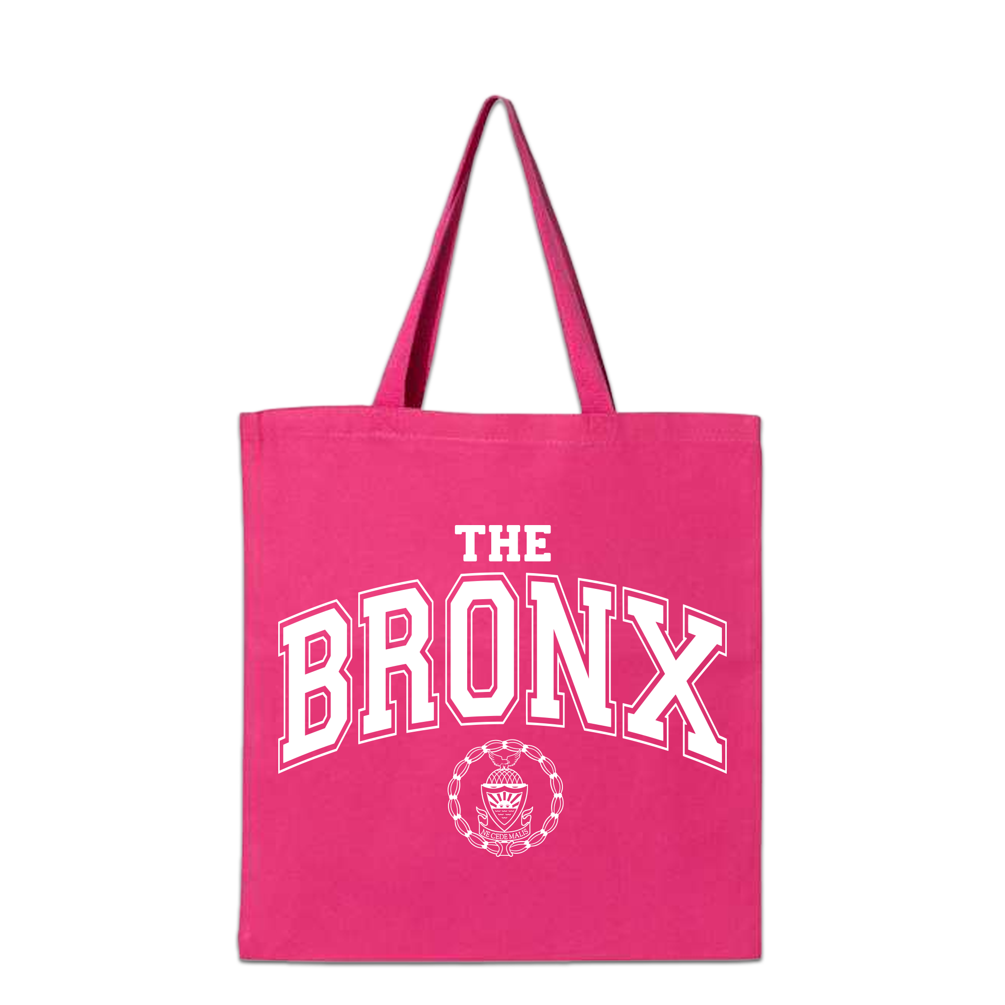 Bronx Collegiate Tote Front in White on Pink