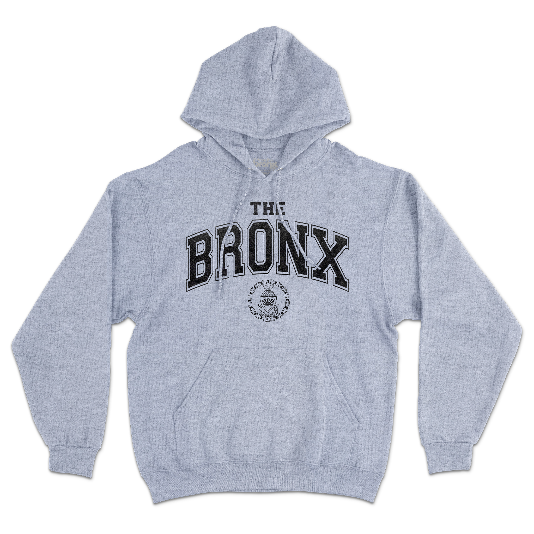 Bronx Collegiate Hoodie Grey with Black Graphite Design Front