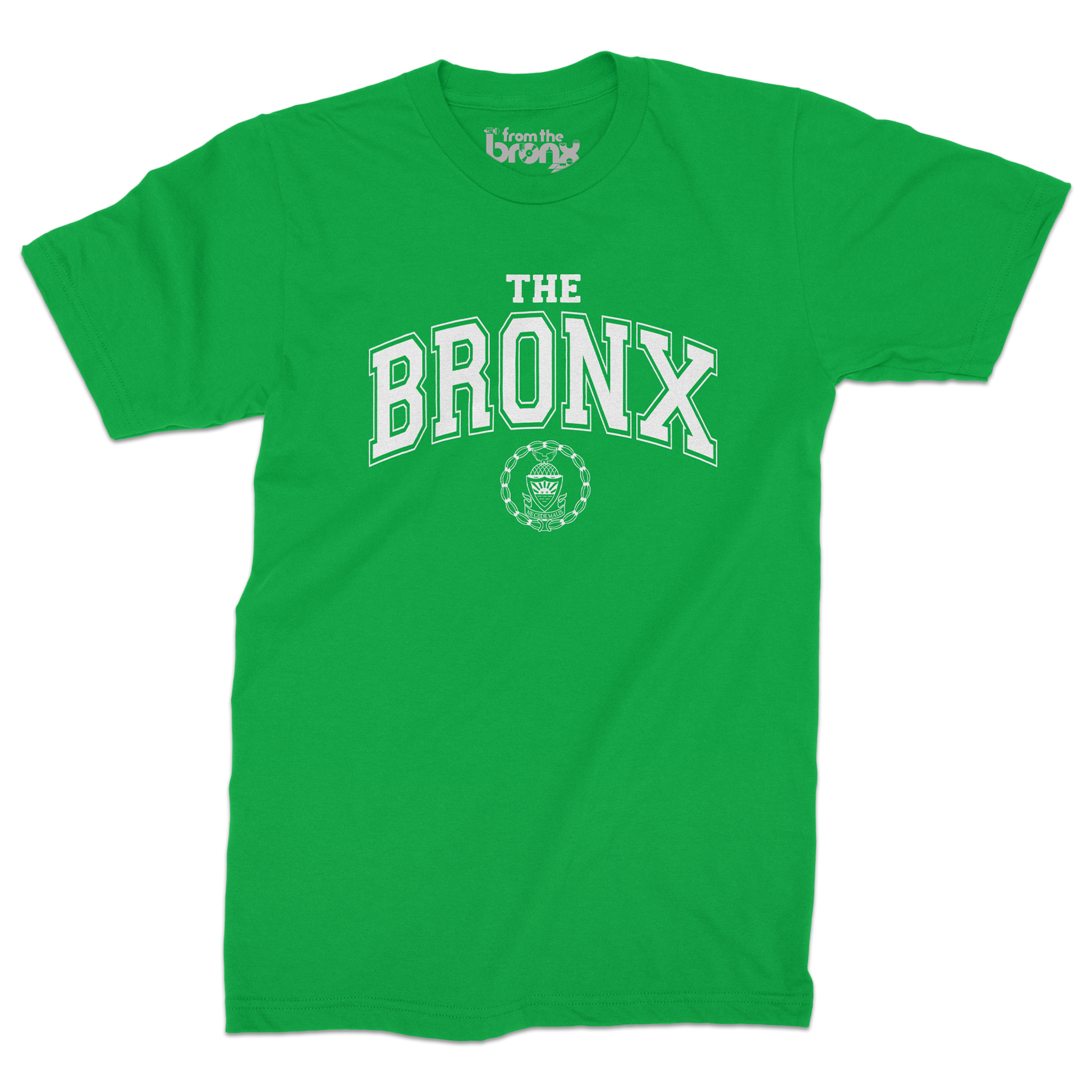Bronx Collegiate Kelly Green T-Shirt (White Logo) Front