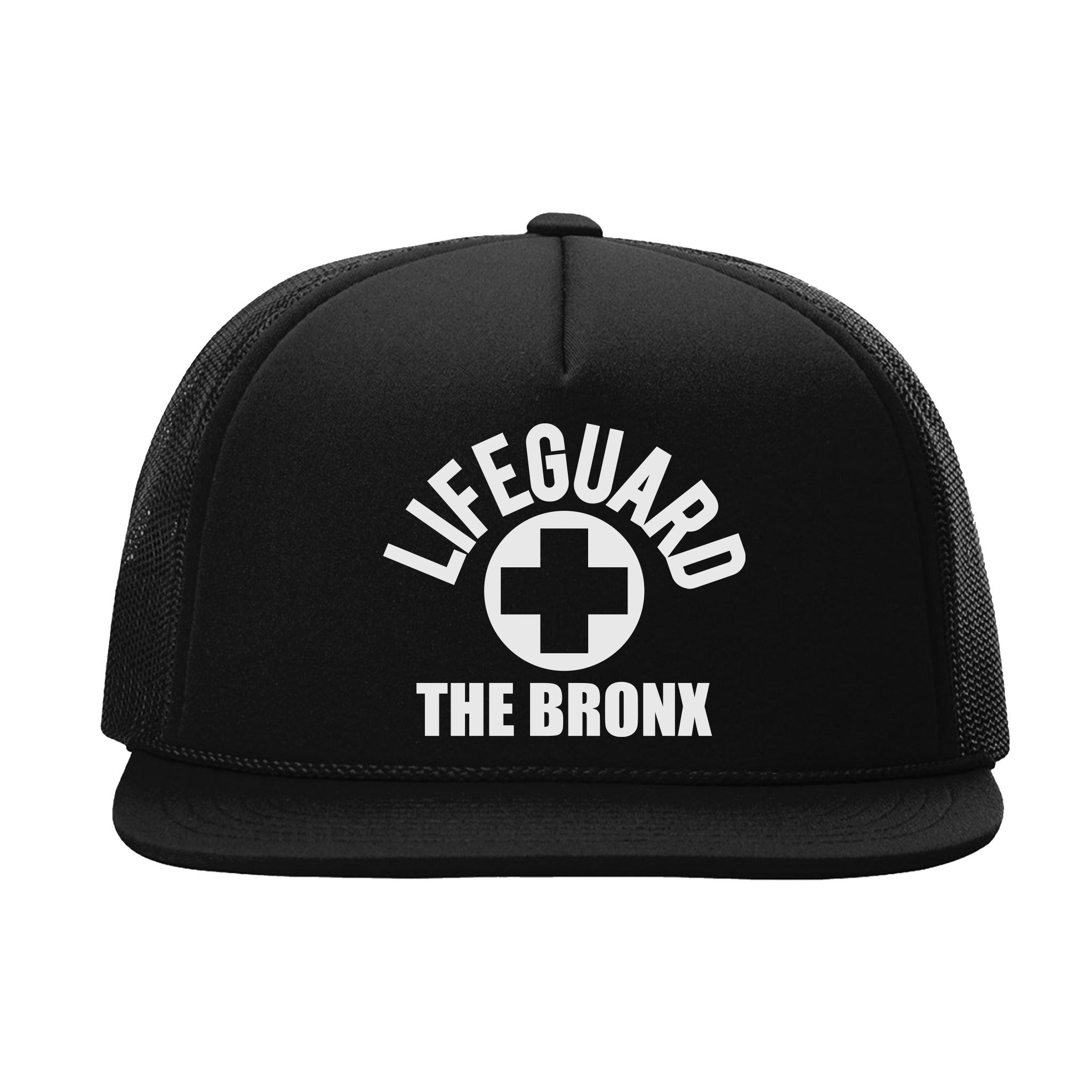 Bronx USA Lifeguard Trucker Hat Front in Black