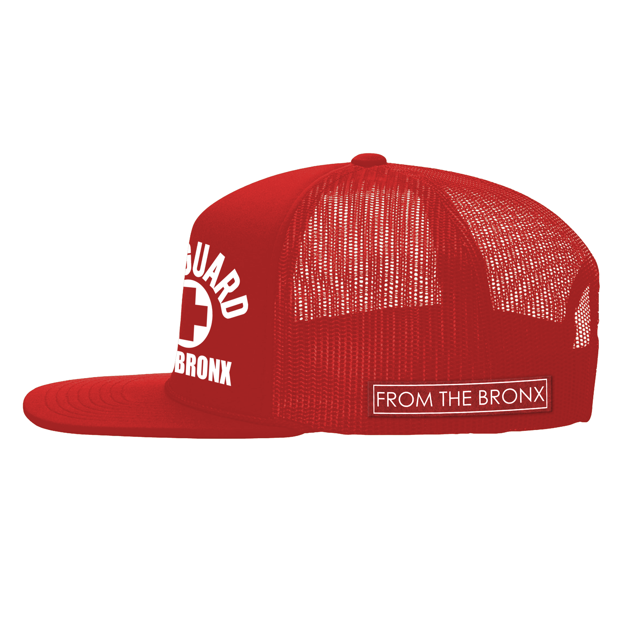 Bronx USA Lifeguard Trucker Hat Side in Red