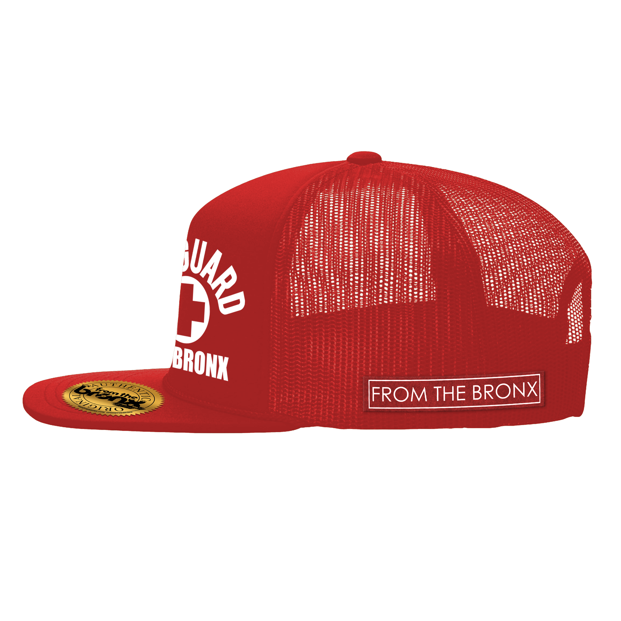 Bronx USA Lifeguard Red Trucker Hat Side