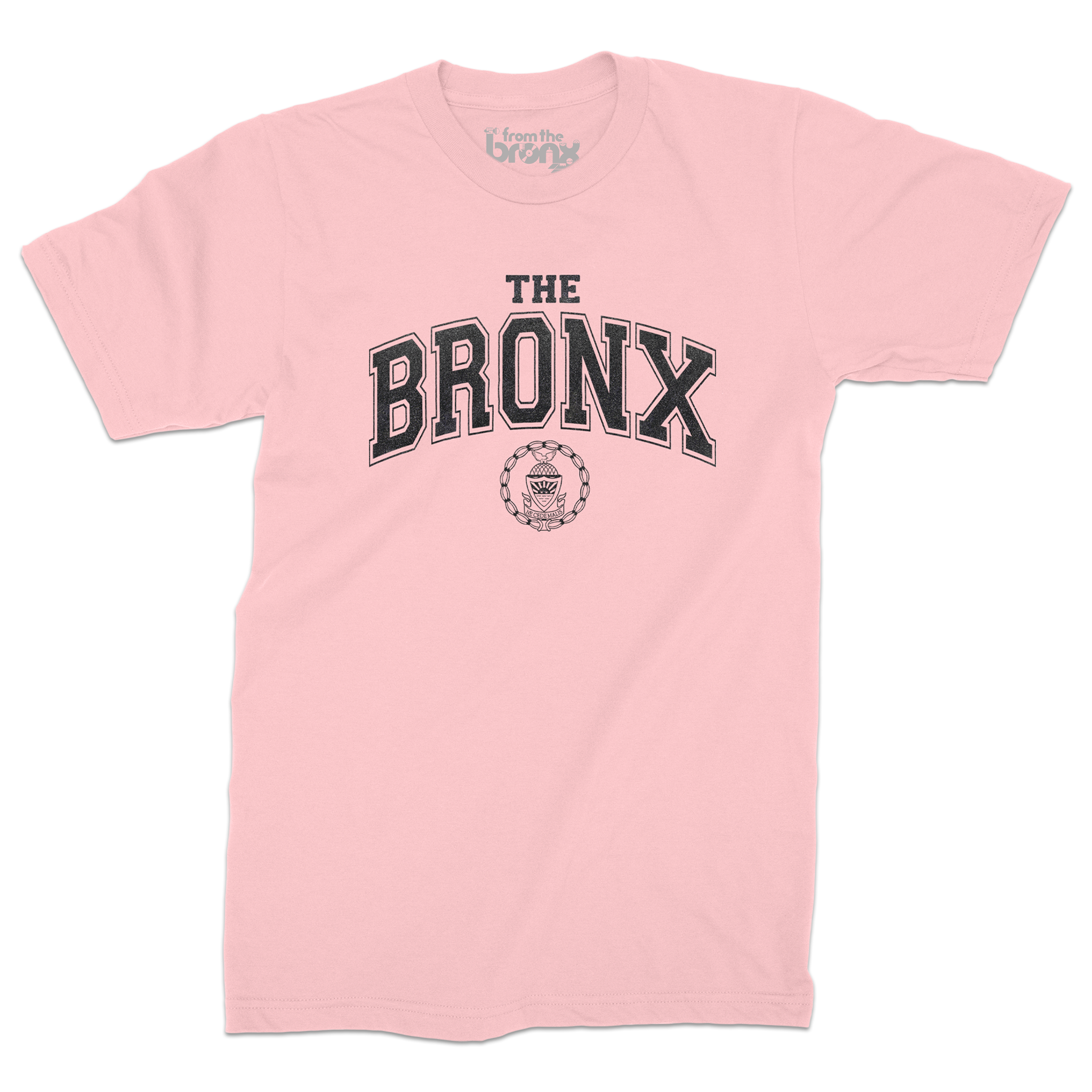 Bronx Collegiate Pink T-Shirt (Graphite Black Logo) Front