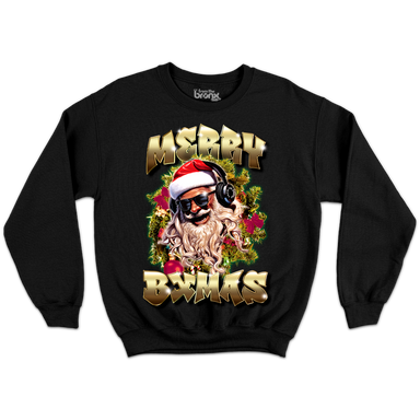 Merry BXmas Holiday Crewneck Front in Black