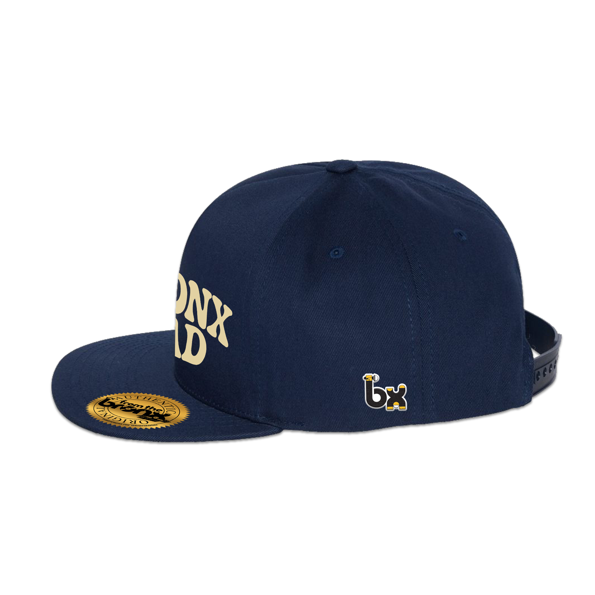 Bronx Dad Navy Snapback (Beige Logo) Side